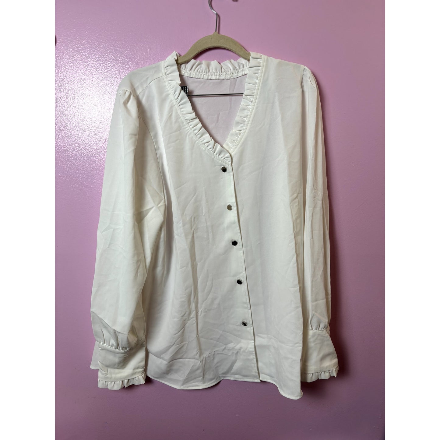 Womens Long Sleeve Blouse Top - White - Size XL - New - NWOT