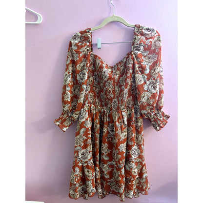 Floral Ruffle Sun Dress - Brown - Size M - New - NWT